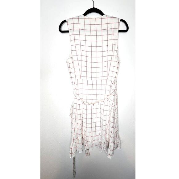 Wayf Womens Josie Checker Ruffle Sleeveless Wrap Dress Medium - Picture 4 of 8